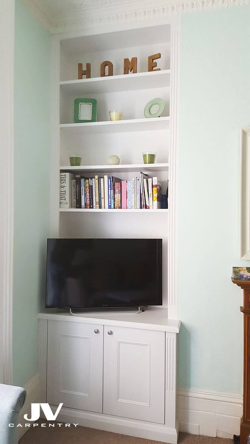 feature wall and tv console carpentry designs - tan carpenters