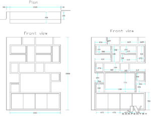 fitted bookcase drawing