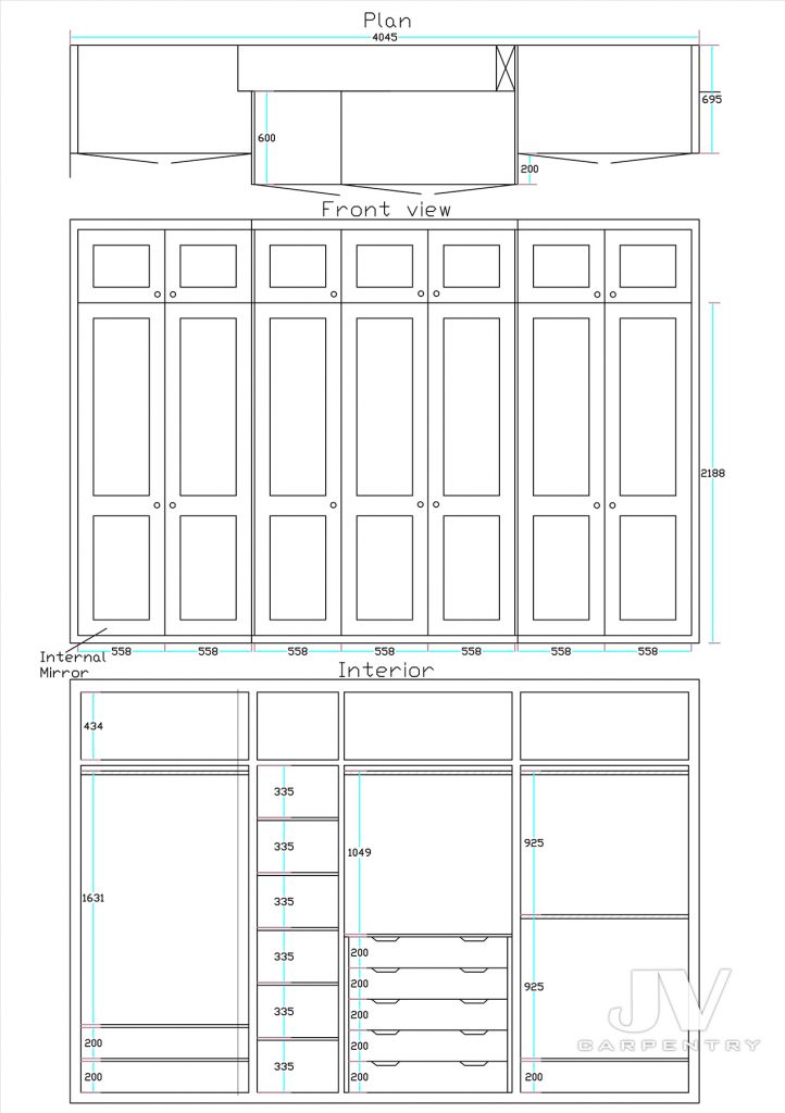 Fitted wardrobes around chimney breast | JV Carpentry